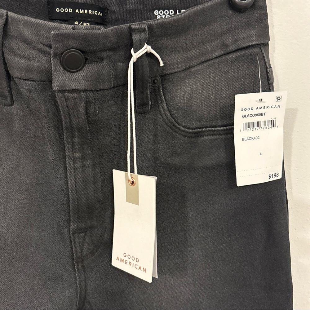 Good American women’s Good Legs Midrise Straight Black Jeans BNWT